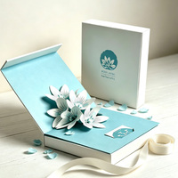 Caixa de Presente de Luxo 3D com Flores, Personalizada, Caixa Rígida com Tampa Articulada, Embalagem para Produtos de Beleza e Cosméticos, Laminação Fosca, Hot Stamping Dourado
