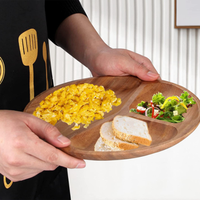 Plateau de petit-déjeuner en bois d'acacia écologique avec logo personnalisé, plat de service en bois jetable pour hôtels et cuisine, assiette à dessert sécurisée