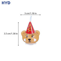 Adorable Adorno de Pastel de Oso 2026 con Sombrero, Vela de Cumpleaños de Animal de Dibujos Animados 3D, Insertos Decorativos para Hornear para Decoración de Pastel de Cumpleaños de Bebé