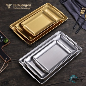 Ensemble de plateaux rectangulaires en métal, compatibles lave-vaisselle, design minimaliste, vaisselle pour usage quotidien - Product Image 4
