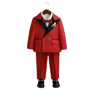 Boys' Suit Set Spring and Autumn New British Hosting Performance Dress Children's Flower Wedding Dress Baby First Year Dress