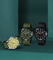 Montre de sport de luxe pour homme, boîtier en acier inoxydable de 43 mm, bracelet en nylon, montre analogique, date, mouvement à quartz, boîte