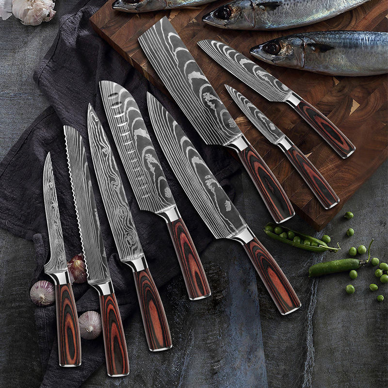 Japanese Cutlery Set - Sharp Knives with Damascus Steel