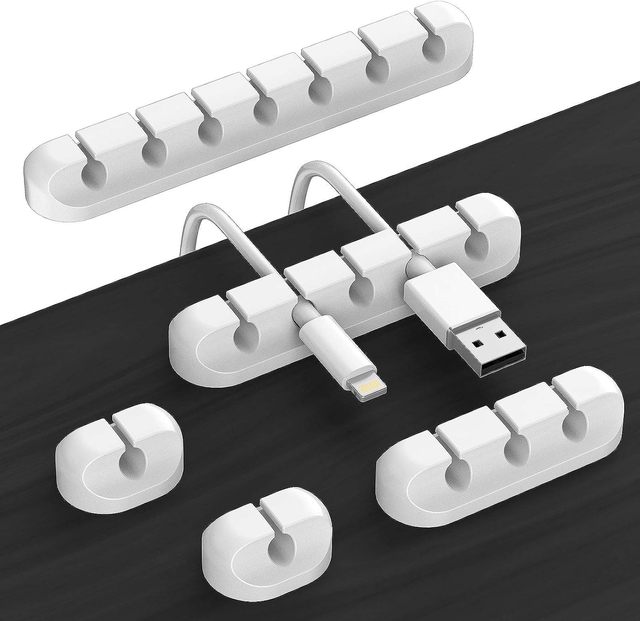 Free Sample White Silicone PC Material Charging Bag/Holder  Combination Wire Cable Management Winder Cord Cable Clips Organizer