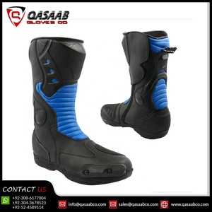 Bota de carreras de motos para hombre de cuero genuino personalizada a bajo precio, zapatos largos de cuero impermeable para motocicleta - Product Image 2