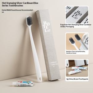 Kit de toilette jetable pour hôtel étoilé avec logo imprimé, ensemble d'articles de toilette pour maison d'hôtes, brosses à dents à poils souples et dentifrice - Product Image 5