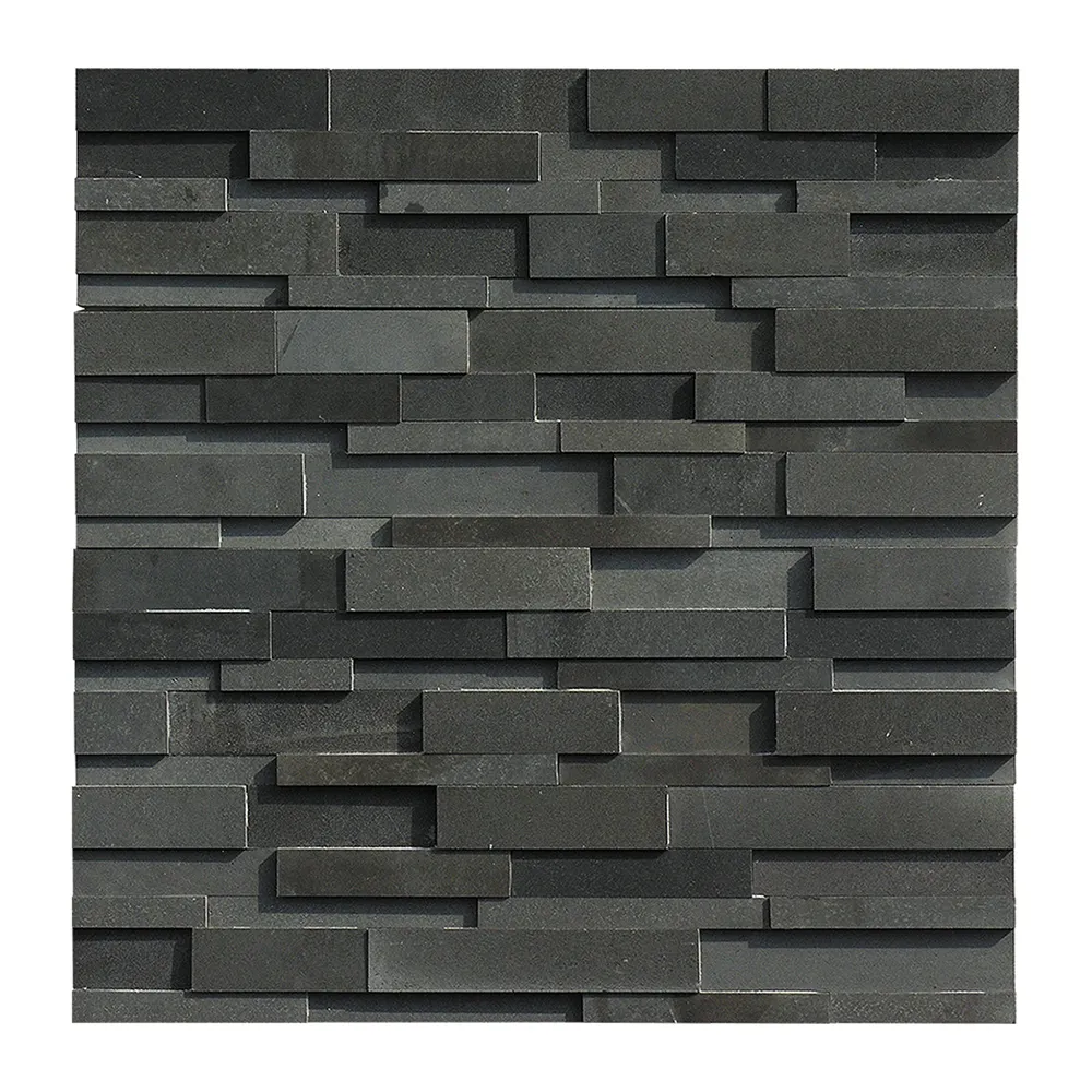 Honed黒Basalt/Lavastone Stacked Ledger石パネル