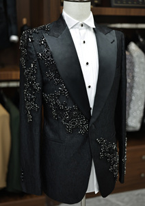 Trajes ajustados de lujo clásicos a medida para <span class=keywords><strong>hombre</strong></span>, esmoquin de negocios Formal transpirable de alta calidad en estilo frontal plano de talla grande - Product Image 2