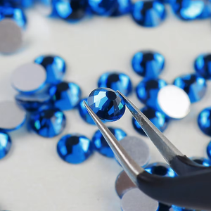 Rhinestone Zirkon Biru SS3-SS20 Grosir, Bukan Hot Fix, Batu Berlian Flatback, Rhinestone Kaca Flatback - Product Image 2