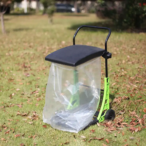 Carro de jardín con estructura vertical, carretilla manual de material PP, contenedor de plástico para residuos, carro de recolección de nieve, hojas y basura, soporte para bolsas - Product Image 4