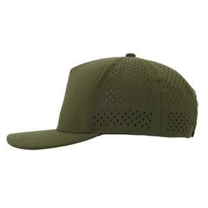 Casquette de golf OEM personnalisée en maille perforée avec logo, 5 panneaux, visière légèrement incurvée, snapback, patch en caoutchouc imperméable - Product Image 3