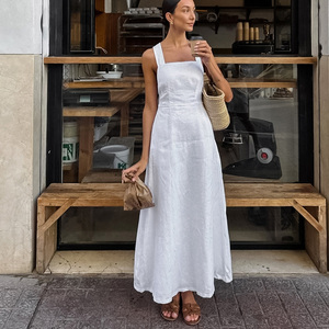 white loose fitting dress White Linen Dress