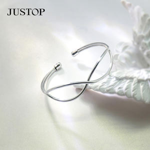 Moda latón abierto hueco Cruz Mobius Loop brazalete chapado en oro pulsera de plata para mujeres parejas amantes joyería de moda - Product Image 2