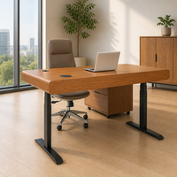 Bureau debout électrique intelligent avec mémoire E1 MFC 25mm, double moteur, cadre RAL9005, organisateur de câbles pour bureau