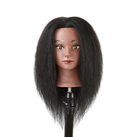 Tête de Mannequin Professionnelle pour Coiffure, Support de Perruque, Cheveux Humains Yaki, Outil d'Entraînement pour Coiffeur, Pratique de Coiffure, Extension de Cheveux