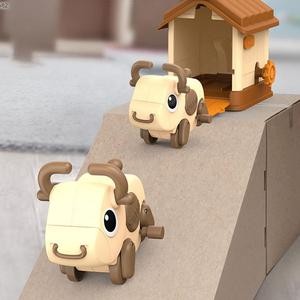 Nhựa PET nhà đồng hồ catapult đi bộ phim hoạt hình động vật xe gió lên trượt đua thiết lập nhựa phóng đồ chơi - Product Image 3