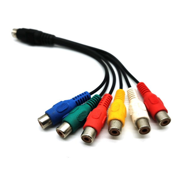 S Video 10 Pin Din Male to 6 RCA Female Cable for TV Receivers Televisions Monitors Projectors SVideo