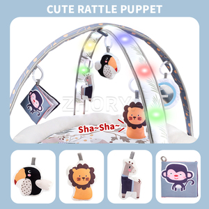 Tapete de juego personalizado con luz Musical Zhorya, cojín de felpa, actividad redonda, <span class=keywords><strong>gimnasio</strong></span>, tapete de juego para bebés, <span class=keywords><strong>gimnasio</strong></span> infantil - Product Image 4