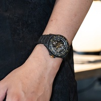Reloj Mecánico Automático de Fibra de Carbono de 40 mm para Hombre - Cristal de Zafiro con Manecillas Luminiscentes y Cierre de Doble Botón