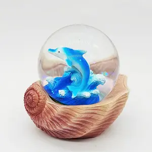 Resin Dolphin Figurine 45MM 65mm Glitter Snow Globe Decoration Sea Turtle water Globe Ocean Life Beach Themed Gift