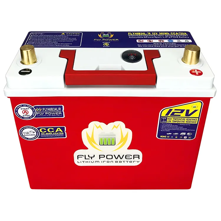 Batterie de démarrage de voiture LiFePO4 Lithium fer 46B24 avec Cycle profond 720CCA 12v batterie de démarrage de voiture au Lithium