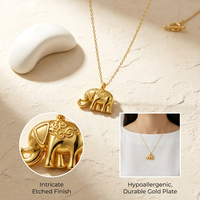 Collar con Colgante de Elefante Tallado Retro, Estilo Minimalista y de la Suerte, Adorno para Clavícula de Mujer, Envío Rápido