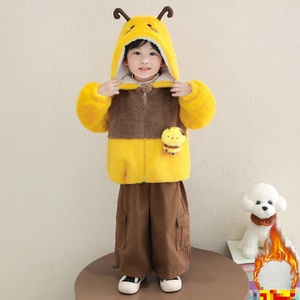<span class=keywords><strong>Manteau</strong></span> en fausse fourrure pour filles - Nouveau style d'hiver, vêtement d'hiver rembourré et épais à capuche pour enfants, dessin animé petite abeille - vêtements d'hiver élégants. - Product Image 3