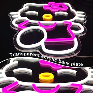 Letrero de Neón Acrílico Personalizado de Hello Kitty, Linda Luz de Neón LED Rosa y Blanca para Decoración de Pared de Dormitorio - Product Image 6