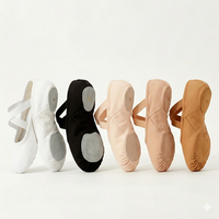Chaussons de danse souples en toile personnalisables de haute qualité, à enfiler, professionnels, pour enfants et filles, doublure en coton rose, cuir véritable