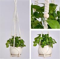 Panier suspendu en coton léger et réglable avec perles en bois pour pots de 4 à 15 pouces, décoration intérieure/extérieure bohème