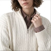 Pull à col montant style Old Money pour homme, tricoté, avec fermeture éclair, couleur unie, automne-hiver, décontracté, pour affaires, mélange polyester et laine