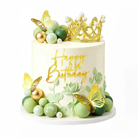 Decoración para Pastel de Boda con Corona, Velas, Mariposas y Bolas, para Mujer, Princesa, Reina