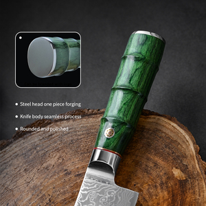 Couteau de chef en acier Damas de haute qualité Vg10 67 couches, couteaux de cuisine japonais Santoku avec manche en bois de couleur verte - Product Image 4