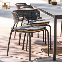 Moderno Hotel al aire libre de lujo mesa de comedor y silla de jardín Patio marco de aluminio al aire libre silla apilable muebles