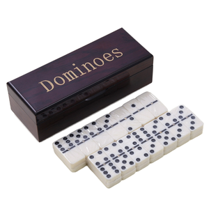 Ensemble de <span class=keywords><strong>dominos</strong></span> <span class=keywords><strong>Festool</strong></span> Double Six de 28 pièces en matière plastique mélamine avec boîte en bois gravée pour jeux de société - Product Image 1