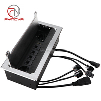 Multiprise de table encastrable standard UE avec 2 prises CA et 4 ports RJ45