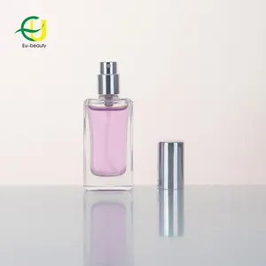 Frascos luxuosos recarregáveis de vidro, garrafas personalizadas de 30ml, 50ml, 100ml, com tampa de prata e alumínio, perfume com atom