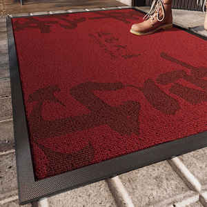 พรมเช็ดเท้าสีแดงสไตล์จีน รูปทรงสี่เหลี่ยมผืนผ้า ทำจากเส้นใยโพลีเอสเตอร์ กันลื่น ใช้สำหรับทางเข้าบ้าน ลายเรขาคณิตนามธรรม - Product Image 1