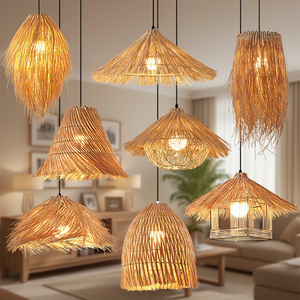 Lampada a Sospensione LED Moderna da Interno, Lampadario in Rattan Intrecciato a Forma di Nido d'Uccello, Illuminazione per Camera da Letto - Product Image 6