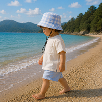 Sombrero de Sol para Niños, de Algodón Transpirable, Protección Solar UPF 50+, Sombrero de Pescador para Bebés y Niños Pequeños, para Viajes de Verano