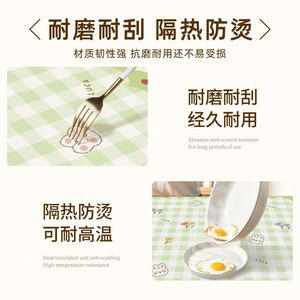 Cute Cartoon Plaid Tablecloth Square PVC Waterproof Heat Resistant Washable Home Use - Product Image 3