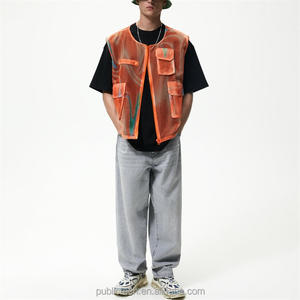 ที่กำหนดเอง100% โพลีเอสเตอร์แนวโน้มแฟชั่นถนนเย็นหลายกระเป๋าตาข่ายเสื้อกั๊กสำหรับผู้ชาย - Product Image 4