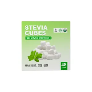 مستخلص مكعبات السكري من Stevia المكون من مادة الغلاف الغني بالسكر الطبيعي المكونة من مكعبات السكر Sg95Ra60 بملصق خاص ومنخفض السعرات الحرارية