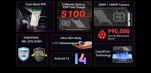 Cubot KINGKONG Star 2 OCTA Core IP68สมาร์ทโฟน5G ที่ทนทานเป็นพิเศษ4Nm MTK D8200 24GB RAM(12 + 12GB)+ 256GB รอม6.72-144Hz - Product Image 5