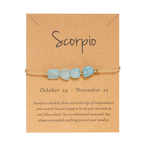 Pulsera <span class=keywords><strong>del</strong></span> zodiaco de doce constelaciones tejida hecha a mano de piedra natural de moda de mujer al por mayor - Product Image 6