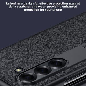 Coque de téléphone en cuir véritable avec protection de charnière, support invisible et protection anti-chute, compatible avec Samsung ZFold6/W25 - Product Image 5