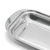 Assiette à Fromage en Acier Inoxydable Plat à Beurre de Vache avec Couvercle en Plastique Transparent pour Ustensiles de Cuisine