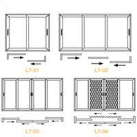 Porte coulissante en aluminium avec verre trempé à rupture de pont thermique 6063-T5, certifiée CE, vente en gros, taille personnalisée, directement de l'usine
