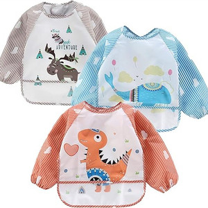 Baby Bibs Toddler Long Sleeve Scarf <b>Waterproof</b> Art Smock Feeding Bib <b>Apron</b> Infant Boys Girls Burp Clothing <b>Apron</b> - Product Image 1