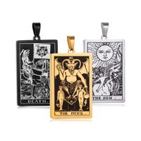 Vintage Acier Inoxydable 22 Tarot Carte Pendentifs Soleil Lune Étoile Magicien Fou Pendentifs DIY Astrologie Divination Colliers Accessoire